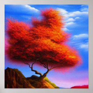 Baum auf einem Rock Poster gegründet