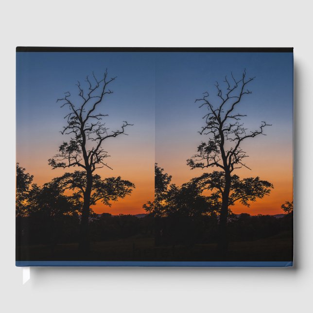 Baum auf Sonnenuntergang Gästebuch (Vorderseite)