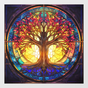 Baum aus festem Glas Fensteraufkleber