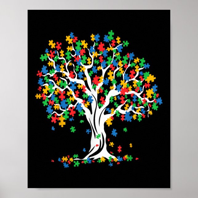 Baum Autismus Aufklärung Monat Sonnenstich Poster (Vorne)