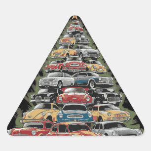 Baum Auto Weihnachtsbaum Klassische Autos Muscle C Dreieckiger Aufkleber