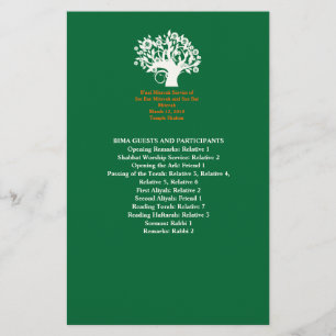 Baum-Bar Mitzvah, das 8,5" x 5,5" Programm Wedding Briefpapier
