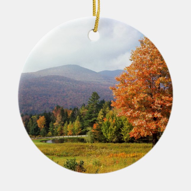 Baum-Berg Mansfield Vermont Keramikornament (Vorne)