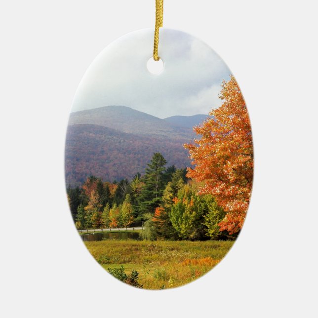 Baum-Berg Mansfield Vermont Keramikornament (Vorne)