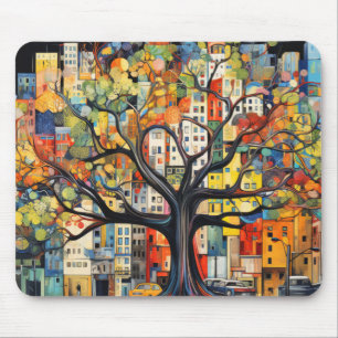 Baum Civilization Concept Abstrakte farbenfrohe Ma Mousepad
