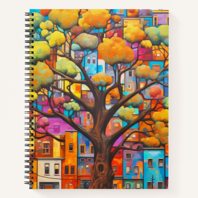 Baum Civilization Concept Abstrakte farbenfrohe Ma Notizbuch (Vorderseite)