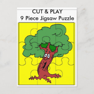 Baum, CUT & PLAY 9 Stück Jigsaw Puzzle Postkarte
