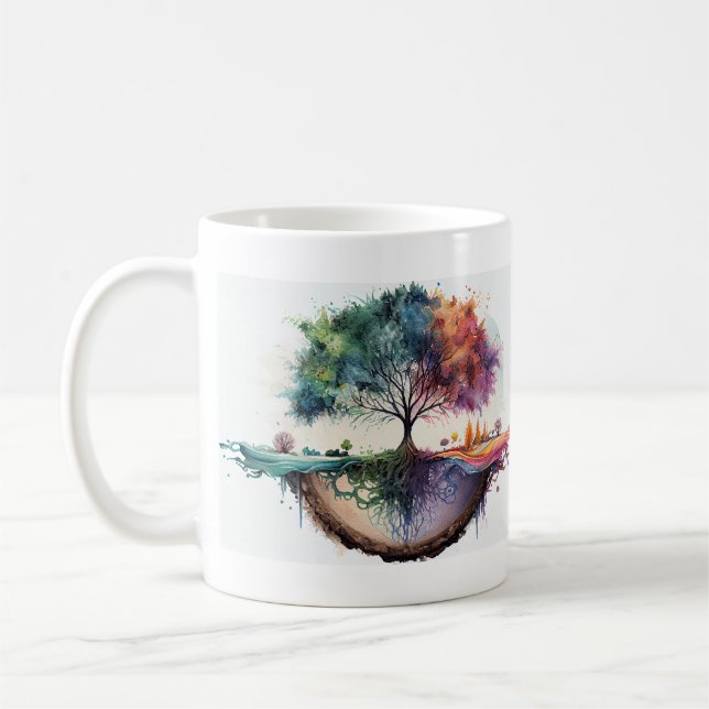 Baum der Aquarellreflektion Kaffeetasse (Links)