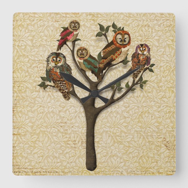 Baum der Eulen Wanduhr (Vorderseite)