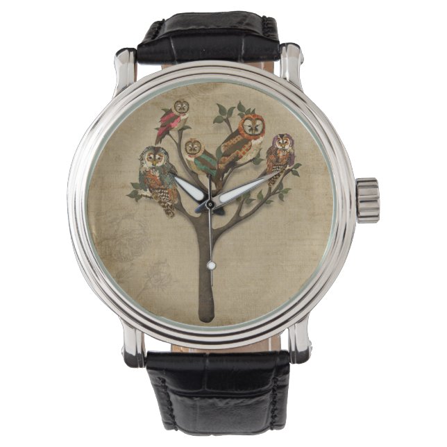 Baum der Eulenwache Armbanduhr (Vorderseite)