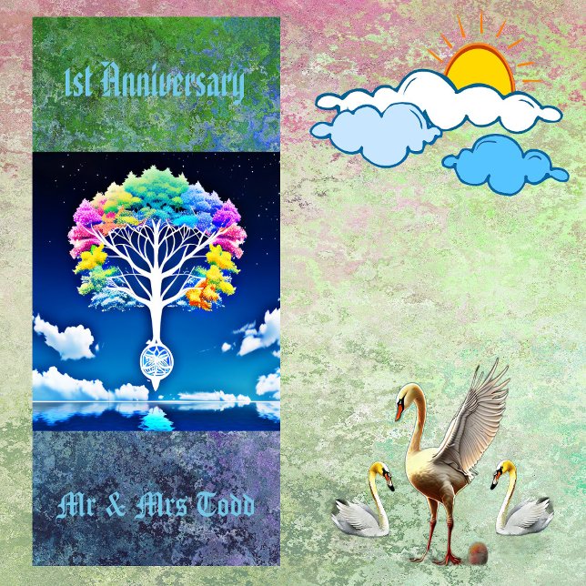 Baum der Grünen Wolken 1. Jubiläum Party Serviette (Tree Of Life Greenery Clouds 1st Anniversary Party Paper Guest Towels)