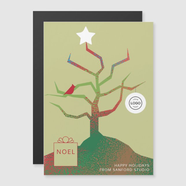 Baum der Kunst Weihnachten im Unternehmen Magnetkarte (Vorne/Hinten)