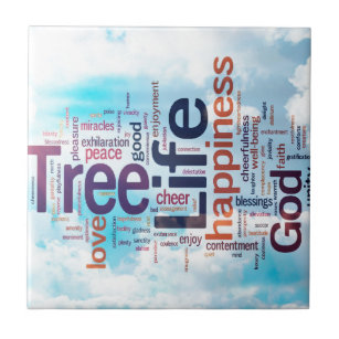 Baum der Leben-Wort-Wolke Fliese