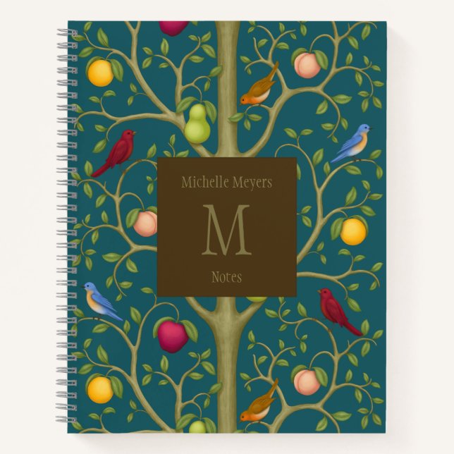 Baum der lebenden Schätze Monogramm 21,59 x 27,94  Notizbuch (Vorderseite)