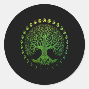 Baum der Lebensphasen des Mondgeschenks - Tag der  Runder Aufkleber