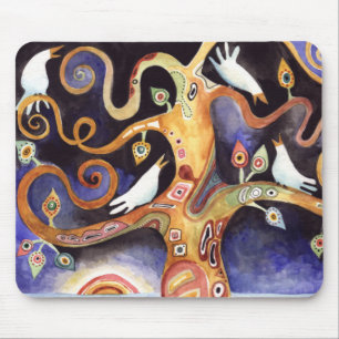 BAUM DER LEBENSWatercolor-Tauben Mousepad