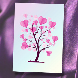 Baum der Liebe Baum der Herzen Rosa Pastell Aquare Karte