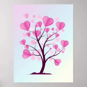 Baum der Liebe Baum des Herzens Rosa Pastell Roman Poster