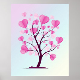 Baum der Liebe Baum des Herzens Rosa Pastell Roman Poster