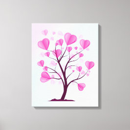 Baum der Liebe des Herzens Rosa Pastelfarben Leinwanddruck