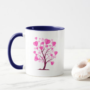 Baum der Liebe des Herzens Rosa Pastelfarben Tasse