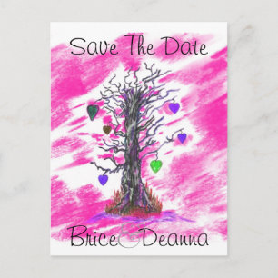 Baum der Liebe Rosa Save the Date Ankündigungspostkarte