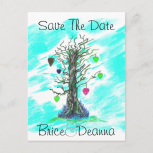 Baum der Liebe Save the Date Aquamarin Ankündigungspostkarte