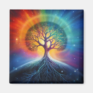 Baum der surrealen Regenbogenkunst Magnet