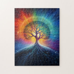 Baum der surrealen Regenbogenkunst Puzzle