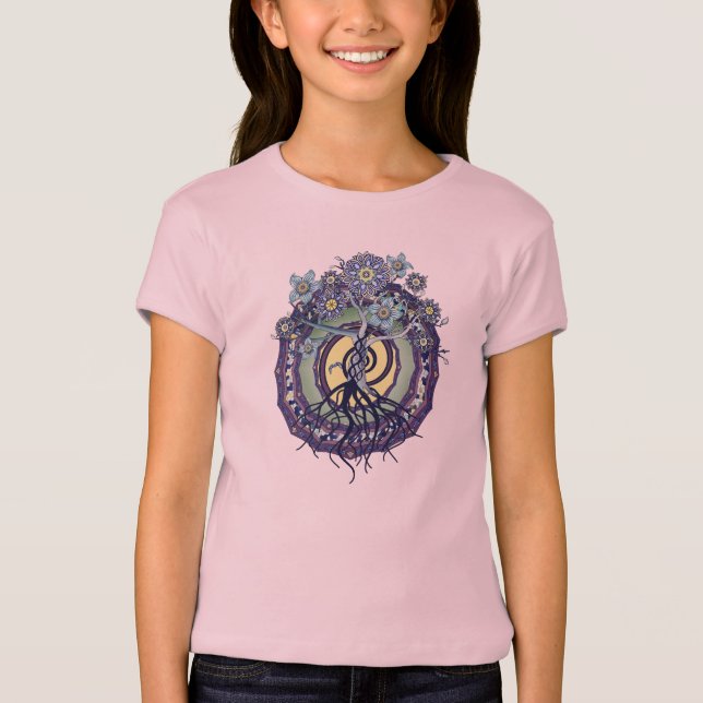 Baum des Erleuchtungmandala-Mädchen-T-Shirts T-Shirt (Vorderseite)