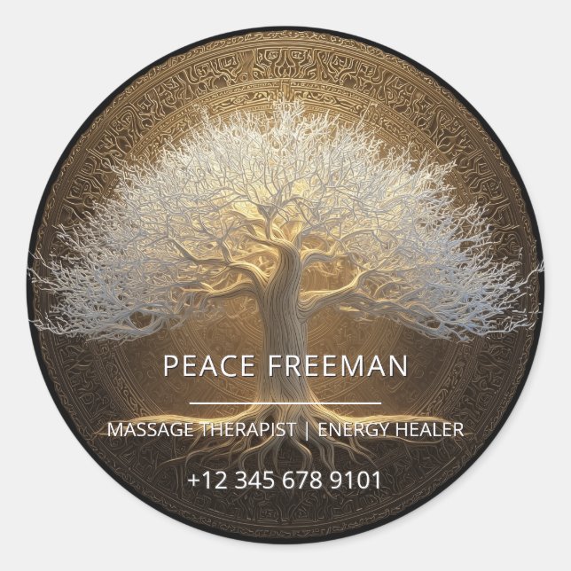 Baum des ewigen Lichts | Design Baum des Lebens Runder Aufkleber (Vorderseite)