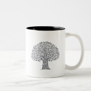 Baum des Leben-Gekritzels Zweifarbige Tasse