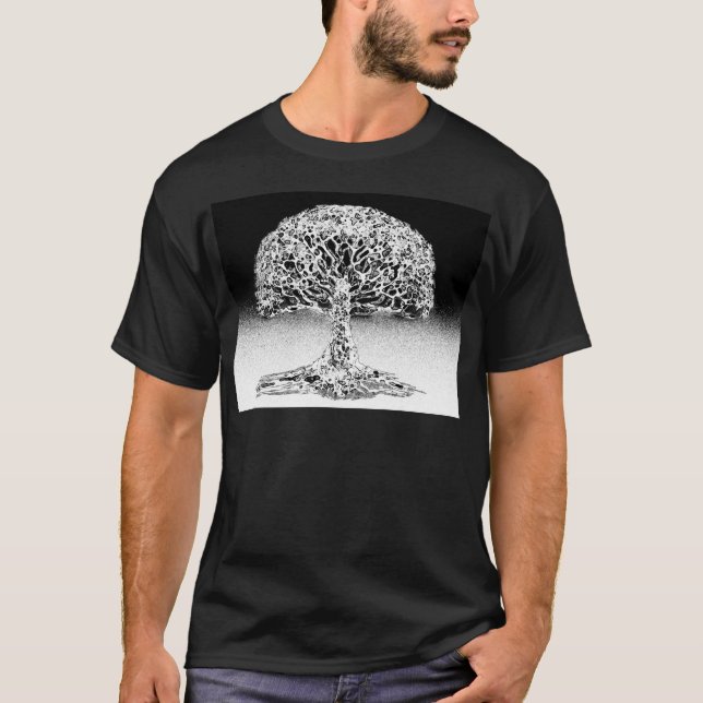 Baum des Leben-Korallenriffs Schwarzweiss T-Shirt (Vorderseite)
