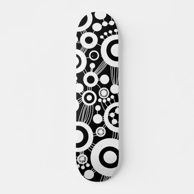 Baum des Lebens abstrakt - B&W Skateboard (Vorne)