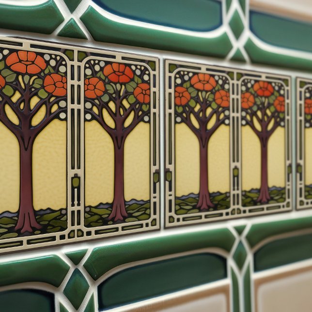 Baum des Lebens Abstrakt Gelborange Mitte des Jahr Fliese (Von Creator hochgeladen)