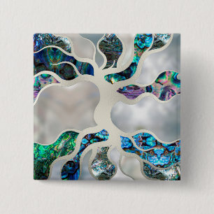 Baum des Lebens - Alleinstehende Muschel und Perle Button