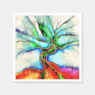 Baum des Lebens - Aquarell, Tinte und Gold Serviette