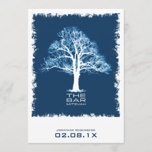 Baum des Lebens Bar Mitzvah Invitation Navy Blue Einladung