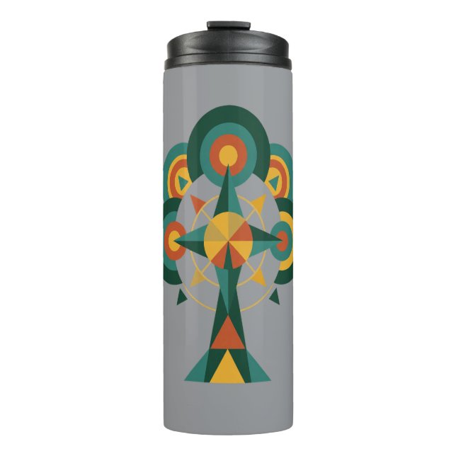 Baum des Lebens Boho Mandala Kunst Thermosbecher (Vorderseite)