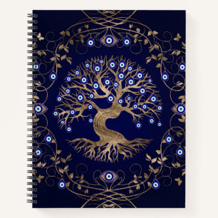 Baum des Lebens böse Augen Ornament Notizbuch