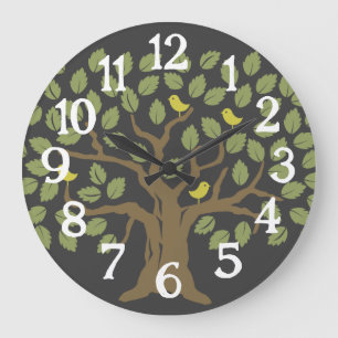 Baum des Lebens Botanischer Minimalistischer Große Wanduhr