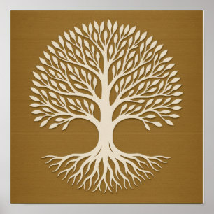 Baum des Lebens Bronze Weißes Poster