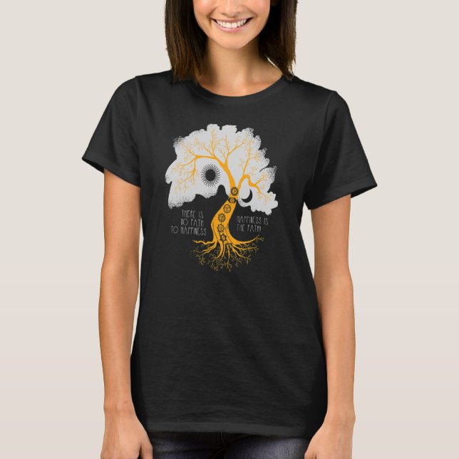 Baum des Lebens Chakra Symbole Glück T-Shirt (Vorderseite)