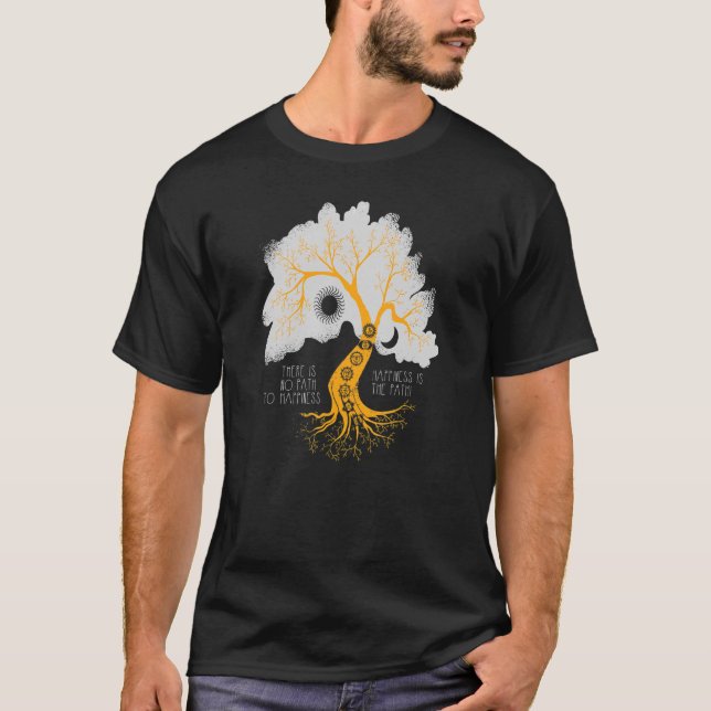 Baum des Lebens Chakra Symbole Glück T-Shirt (Vorderseite)