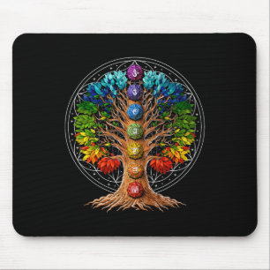 Baum des Lebens Chakra Symbole Zen Yoga Meditation Mousepad