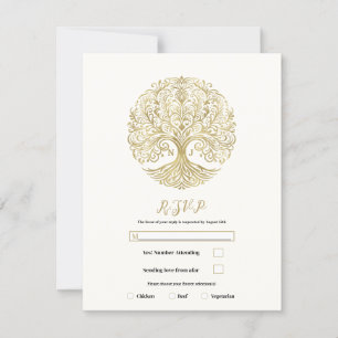 Baum des Lebens Creme Gold keltische Hochzeit Antw Einladung