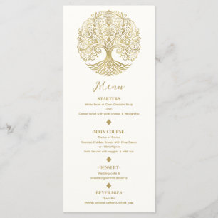 Baum des Lebens Creme & Gold keltisches Hochzeitsm Menükarte