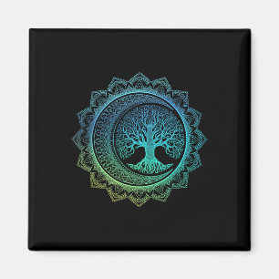 Baum des Lebens Cresent Mondphasen Florales Mandal Magnet
