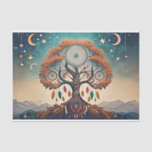Baum des Lebens, DreamCatcher-Vision in Wolken Seidenpapier