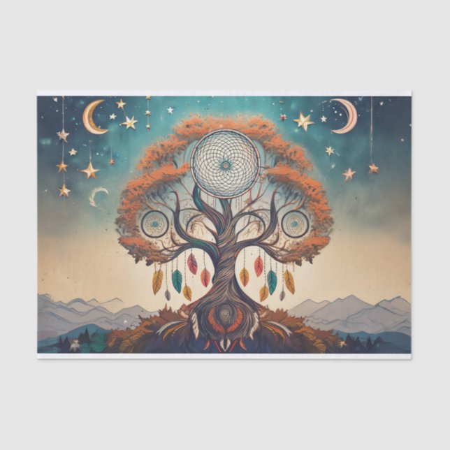 Baum des Lebens, DreamCatcher-Vision in Wolken Seidenpapier (Vorderseite)